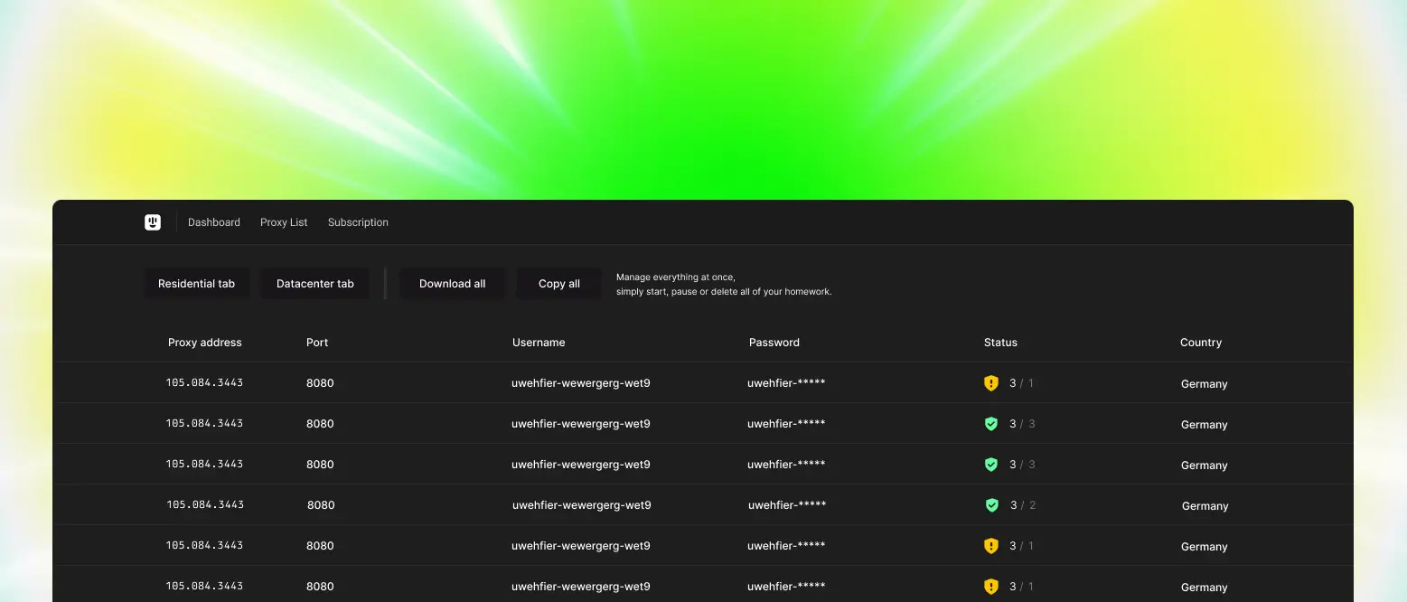 Sneaker proxies dashboard