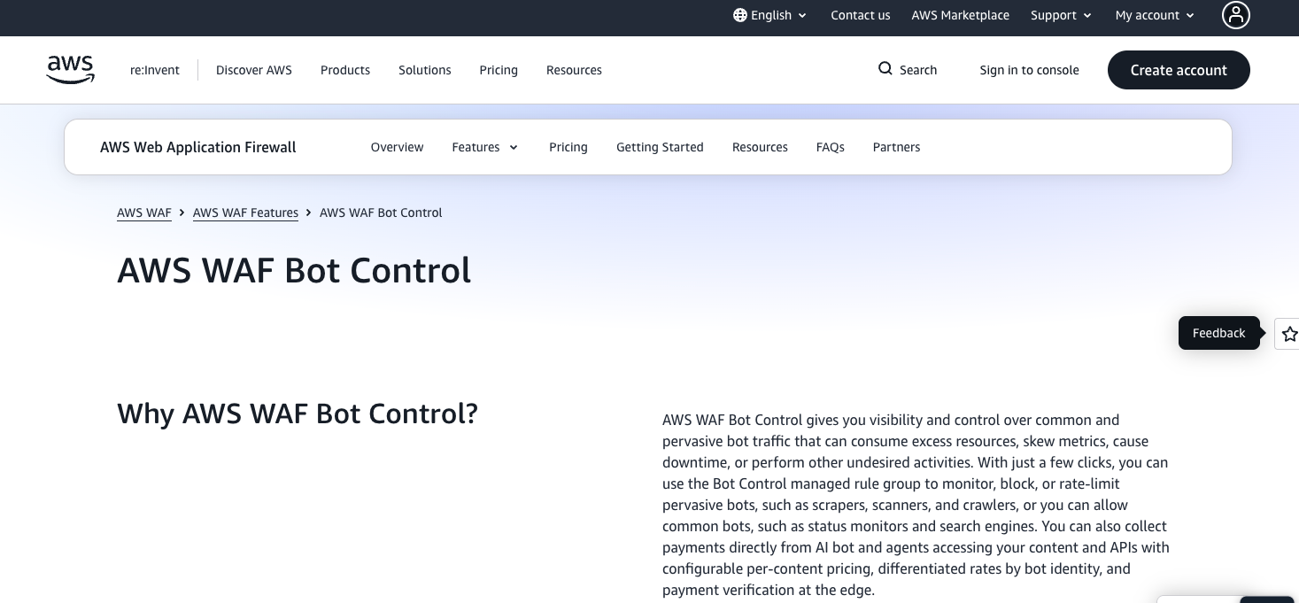 AWS WAF Bot Control