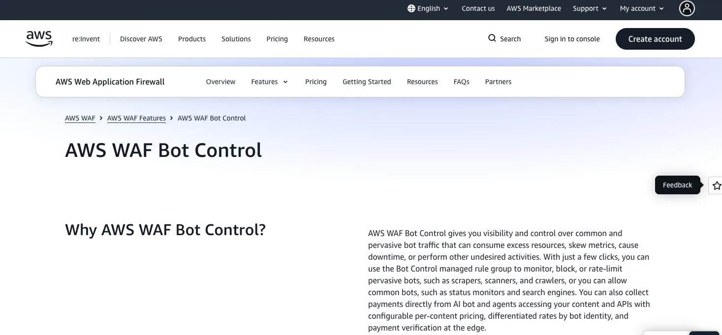 AWS WAF Bot Control